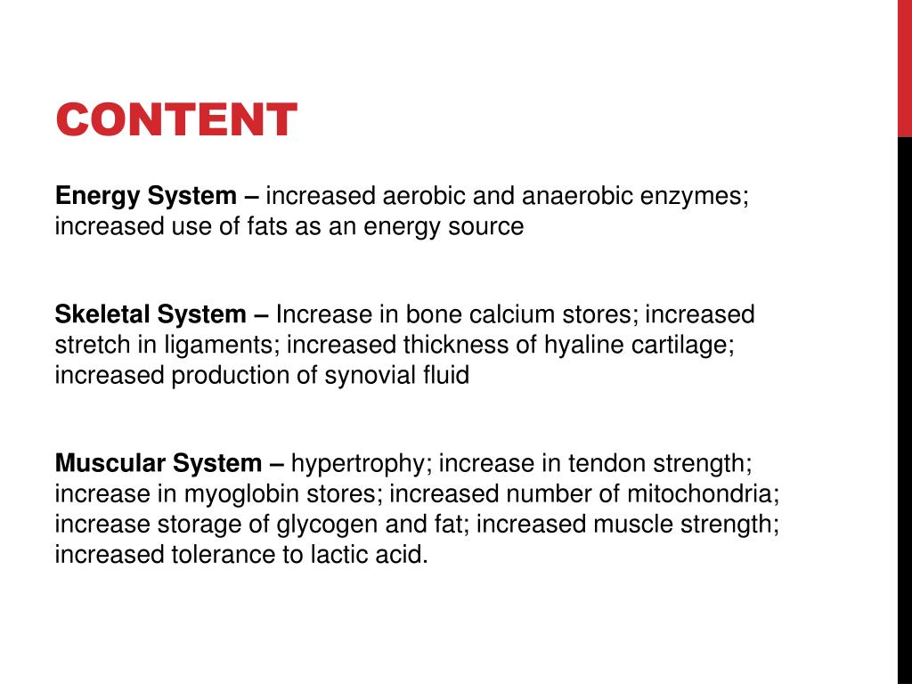 PPT - Musculoskeletal & energy systems Long term effects of exercise ...