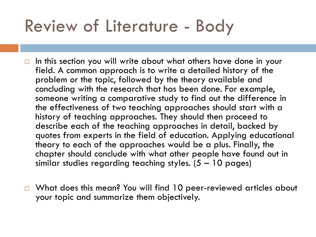 body of literature review example