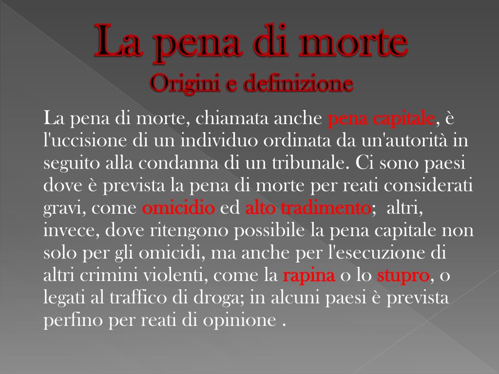 Pro E Contro Pena Di Morte PPT - La pena di morte PowerPoint Presentation, free download - ID:2045106