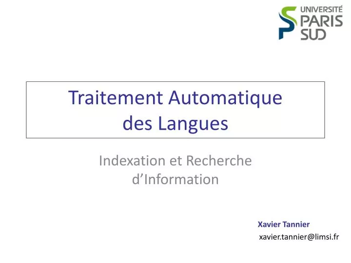 Master Traitement Automatique Des Langues Paris 13