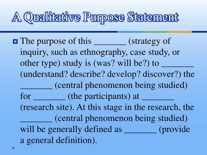 qualitative research purpose statement examples