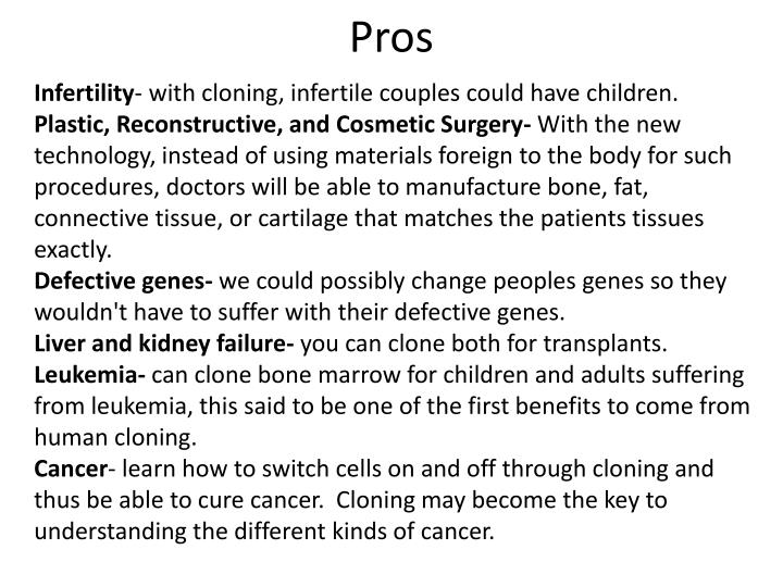 PPT Pros and Cons of Human Cloning PowerPoint Presentation ID2049591
