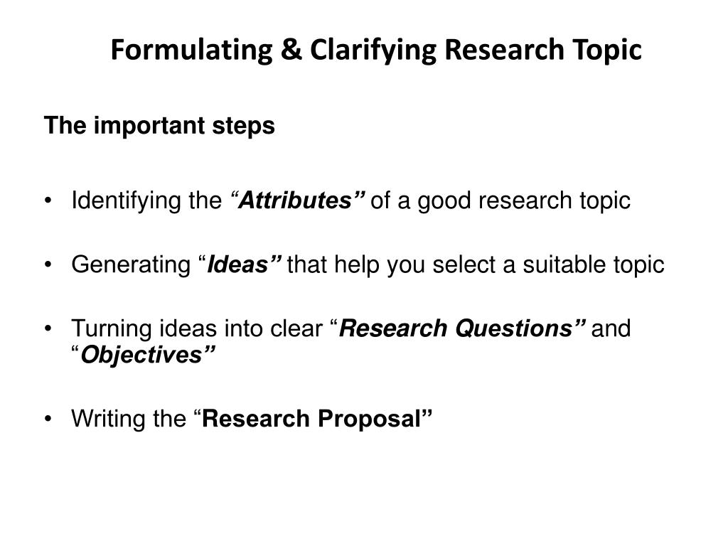 research topic and formulating research questions