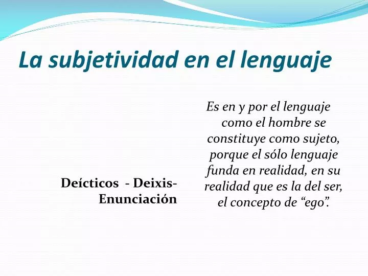 PPT - La Subjetividad En El Lenguaje PowerPoint Presentation, Free ...