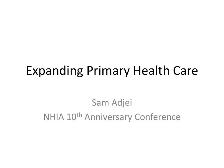 expanding primary health care n.