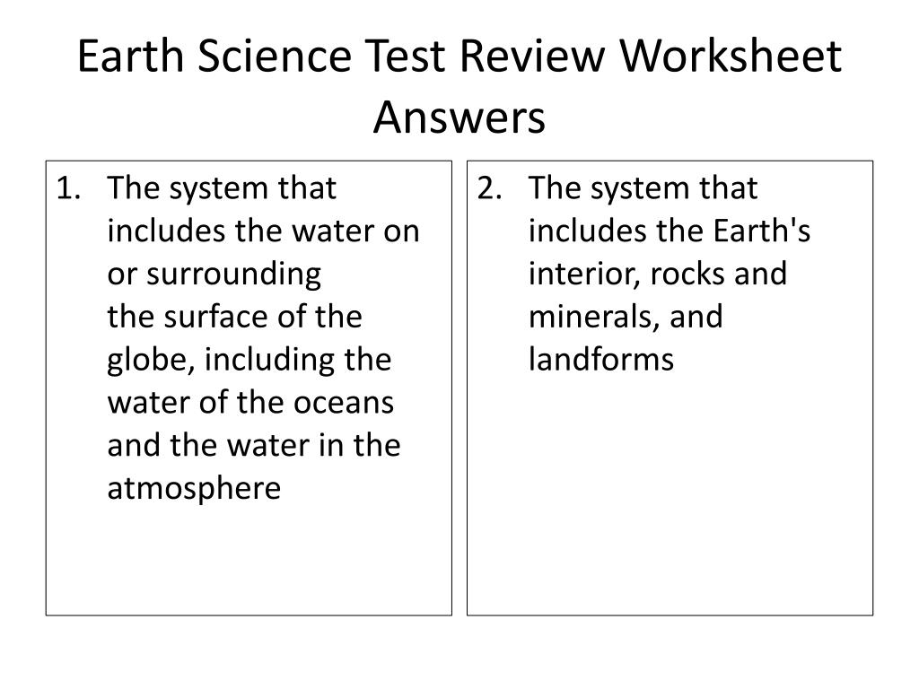Ppt Earth Science Test Review Worksheet Answers 30 Points