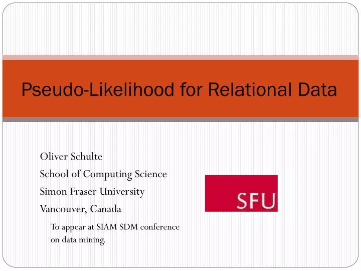 pseudo likelihood for relational data n.