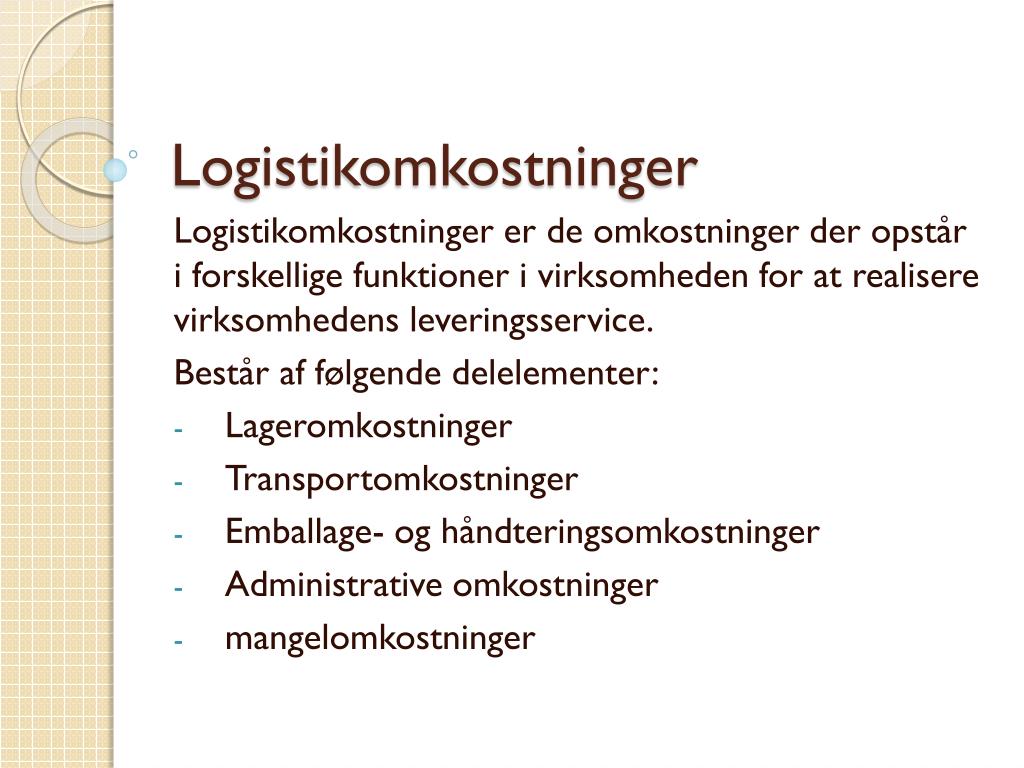 PPT - Logistik Mål og strategier PowerPoint Presentation, free download -  ID:2057500