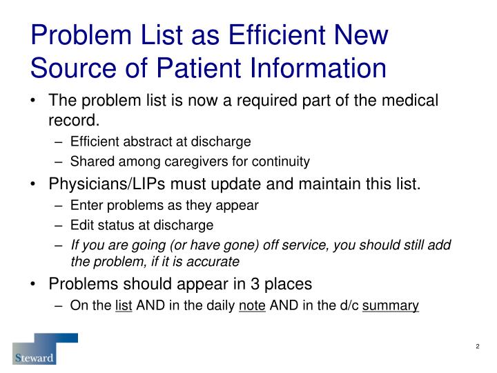 Problem List Guidance In The Ehr Ahima Problem List Guidance In The Ehr Ahima