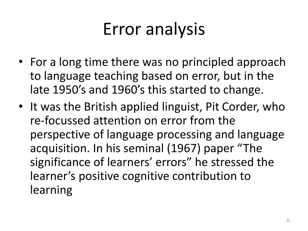 importance of error analysis in education