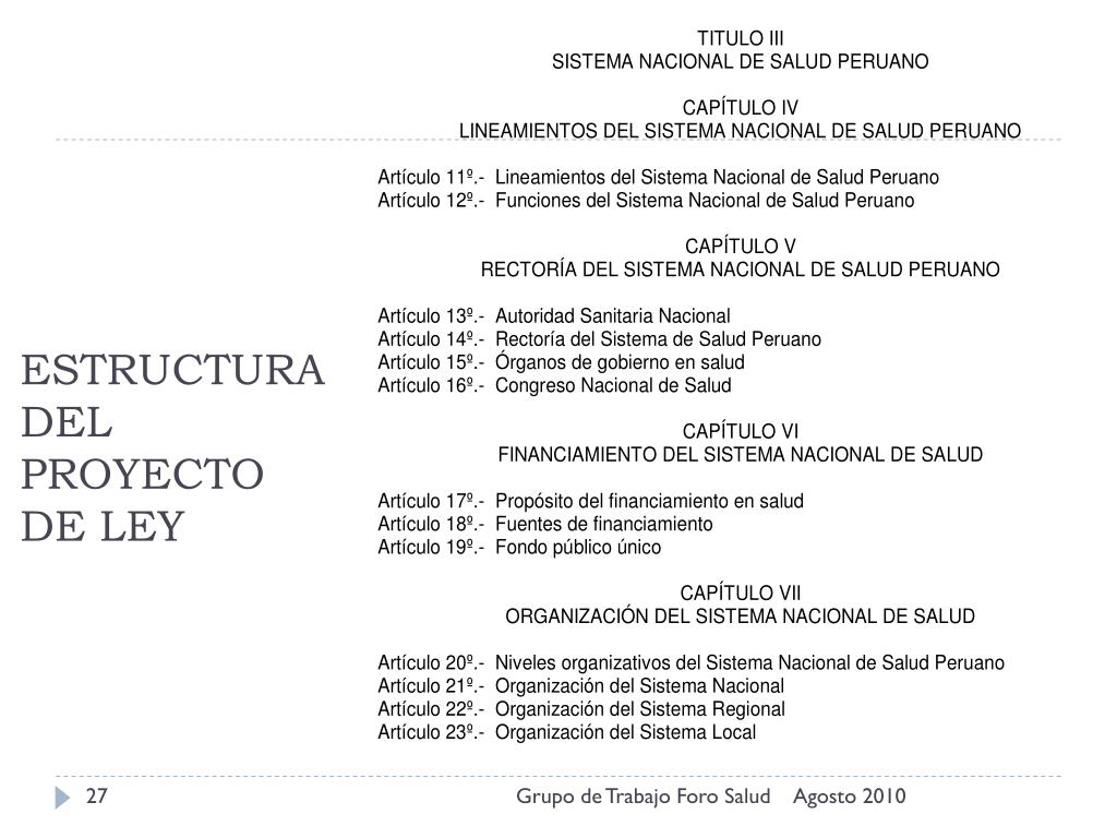 PPT - PROYECTO DE LEY DE REFORMA DE LA SALUD CON GARANTÍA DE ACCESO ...