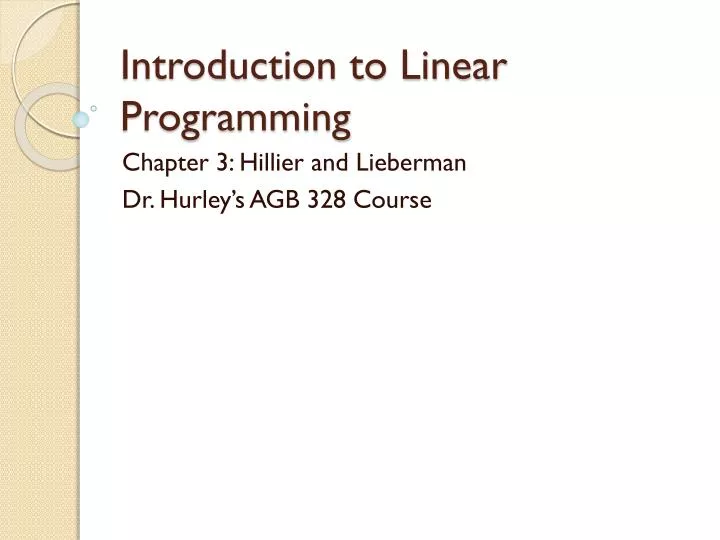PPT - Introduction to Linear Programming PowerPoint Presentation, free ...