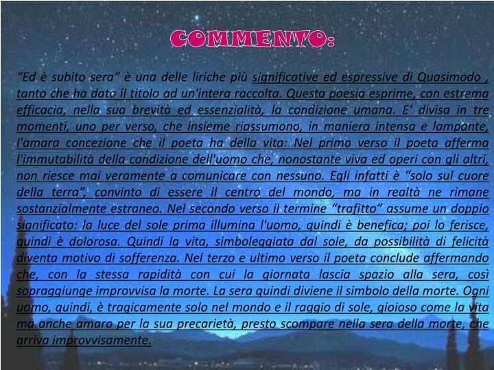 PPT - “ Ognuno sta solo sul cuor della Terra Trafitto da un raggio di
