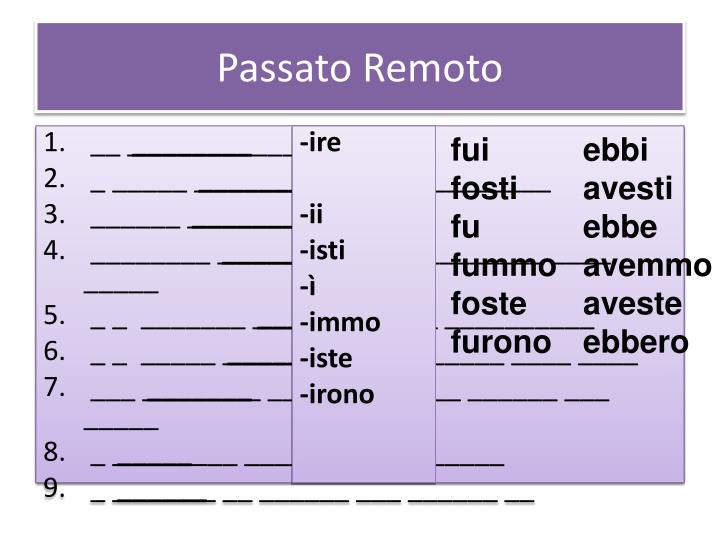 Trapassato Remoto Del Verbo Giocare
