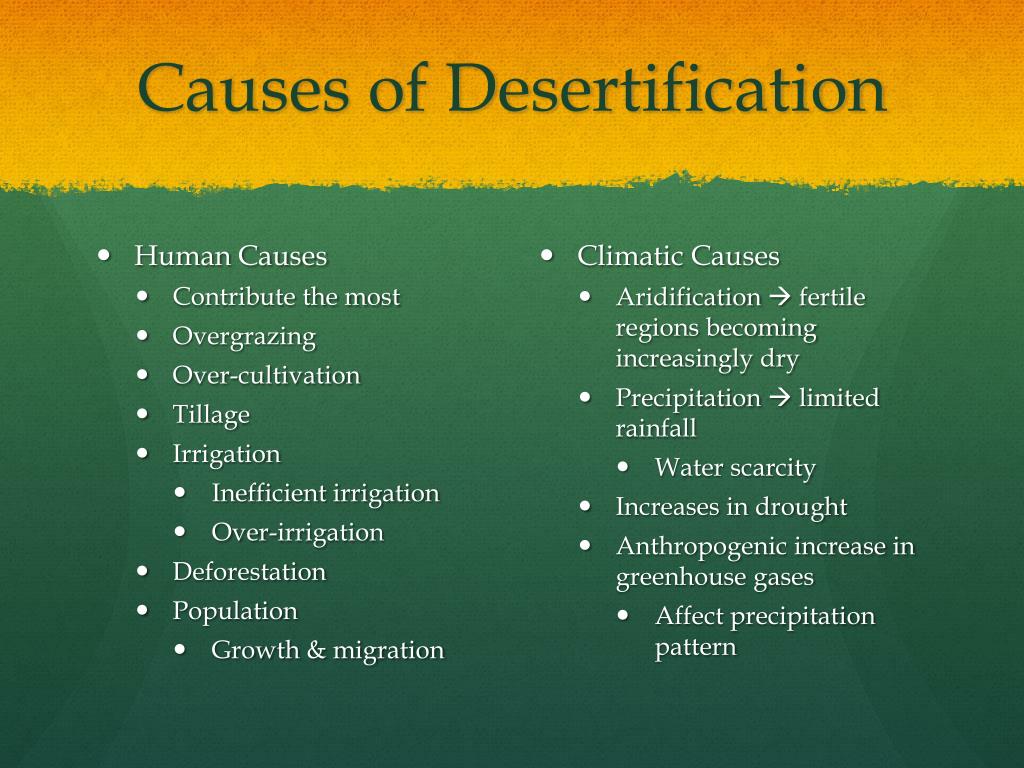 formulating a hypothesis of desertification