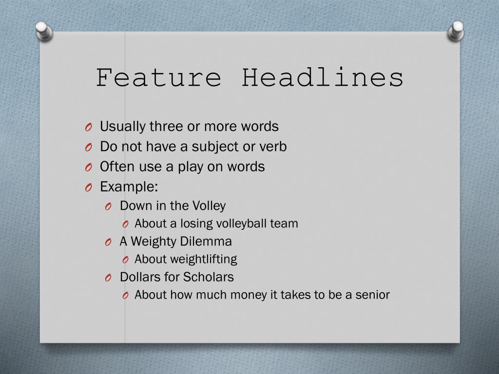 Headlines & Features