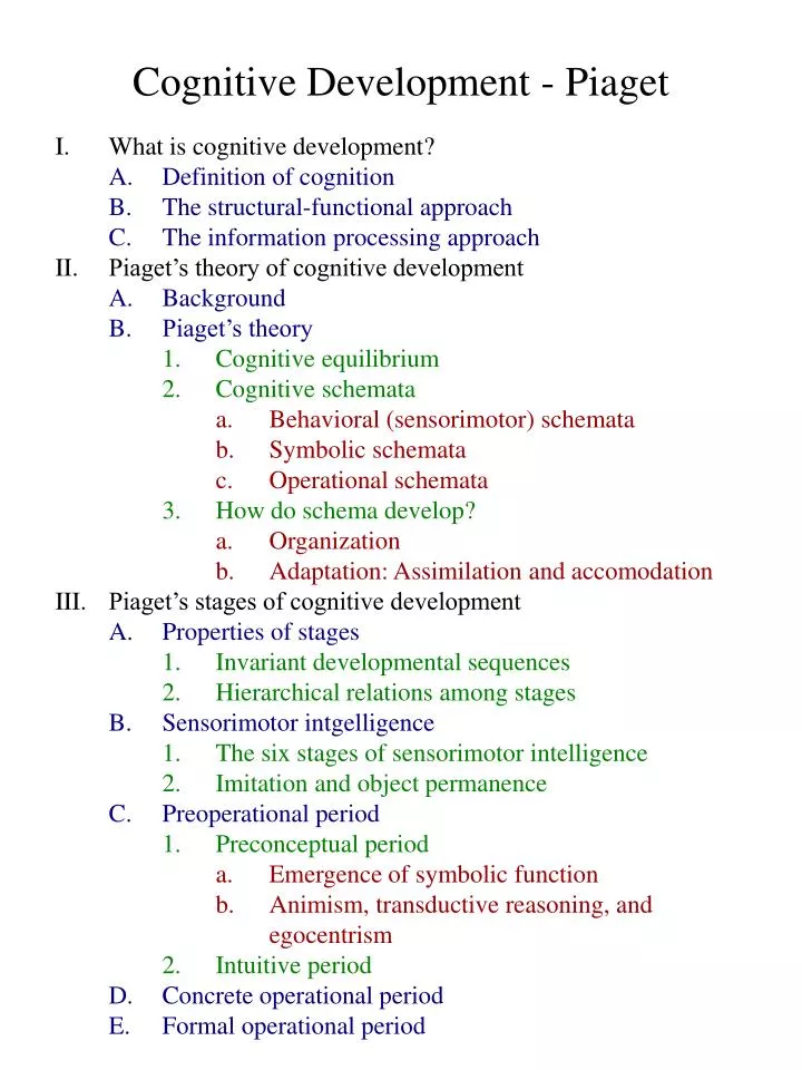 the piaget theory of cognitive development