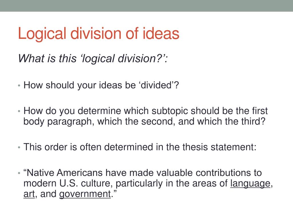 essay logical division of ideas