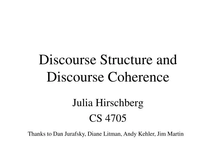 discourse structure and discourse coherence n.