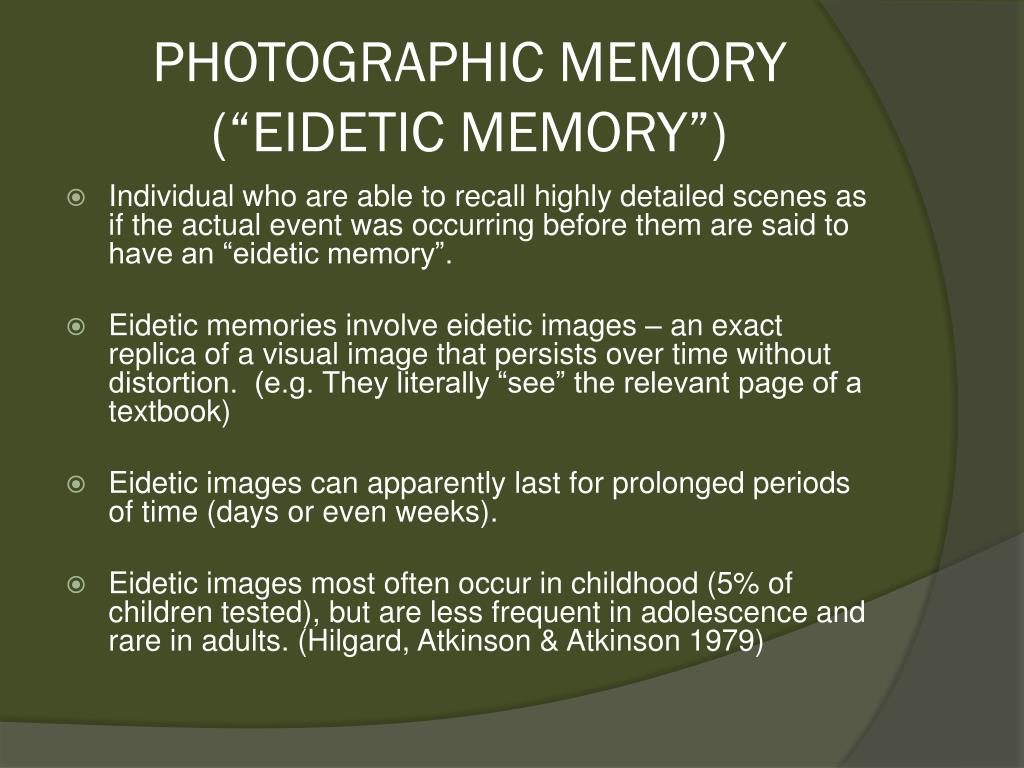 eidetic imagery definition psychology