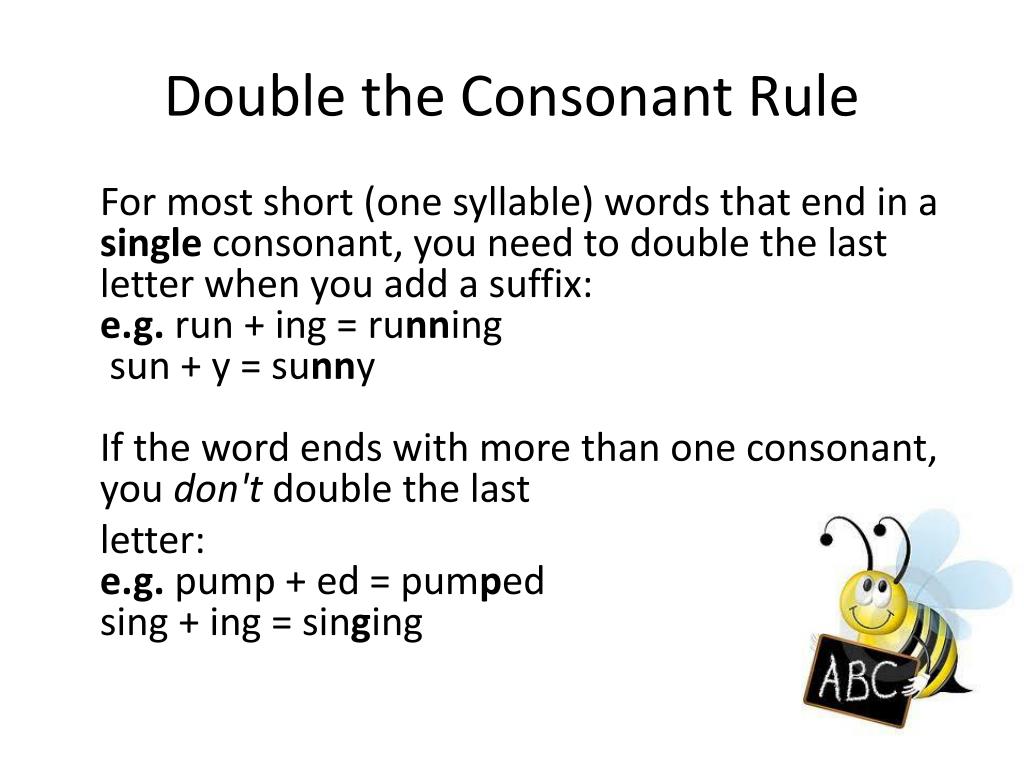 Double Consonant Rule Word List