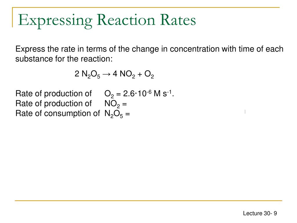 Expressing Reaction Rates PPT - CHEM1612 - Pharmacy Week 11: Kinetics - Rate Law PowerPoint ...