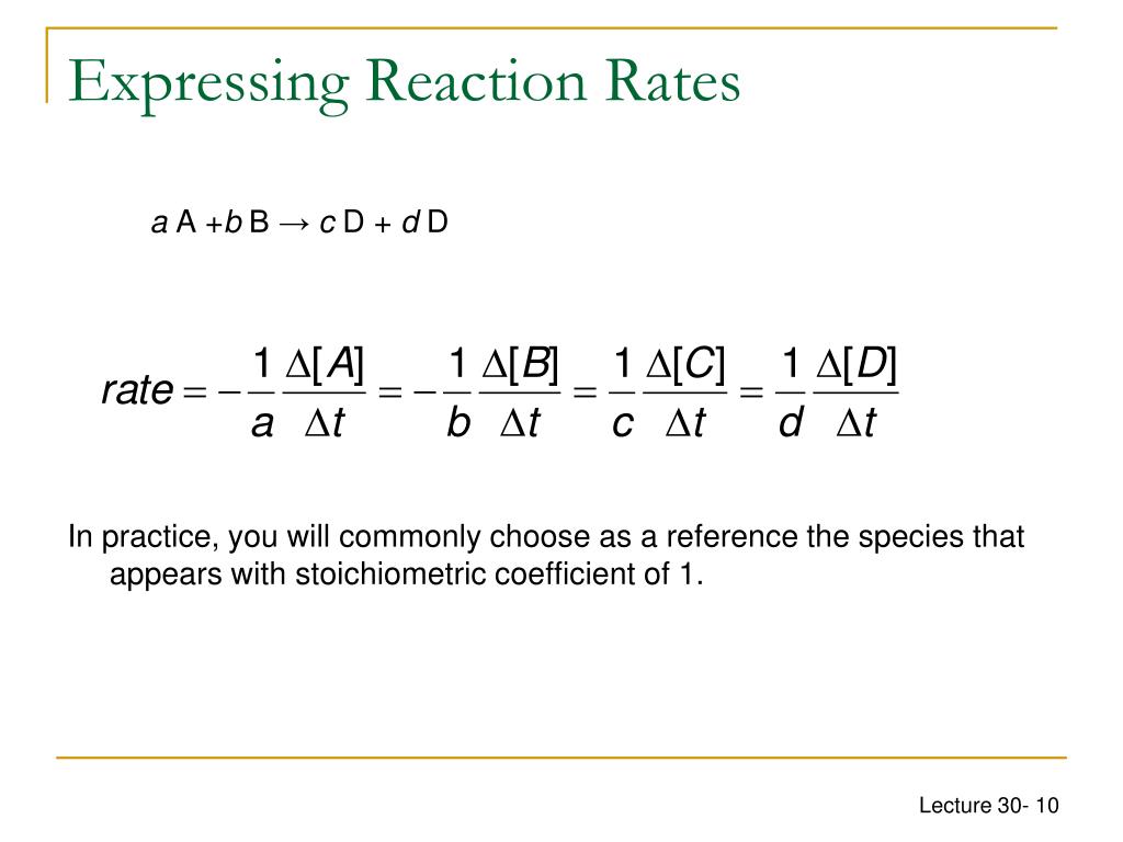 Expressing Reaction Rates PPT - CHEM1612 - Pharmacy Week 11: Kinetics - Rate Law PowerPoint ...
