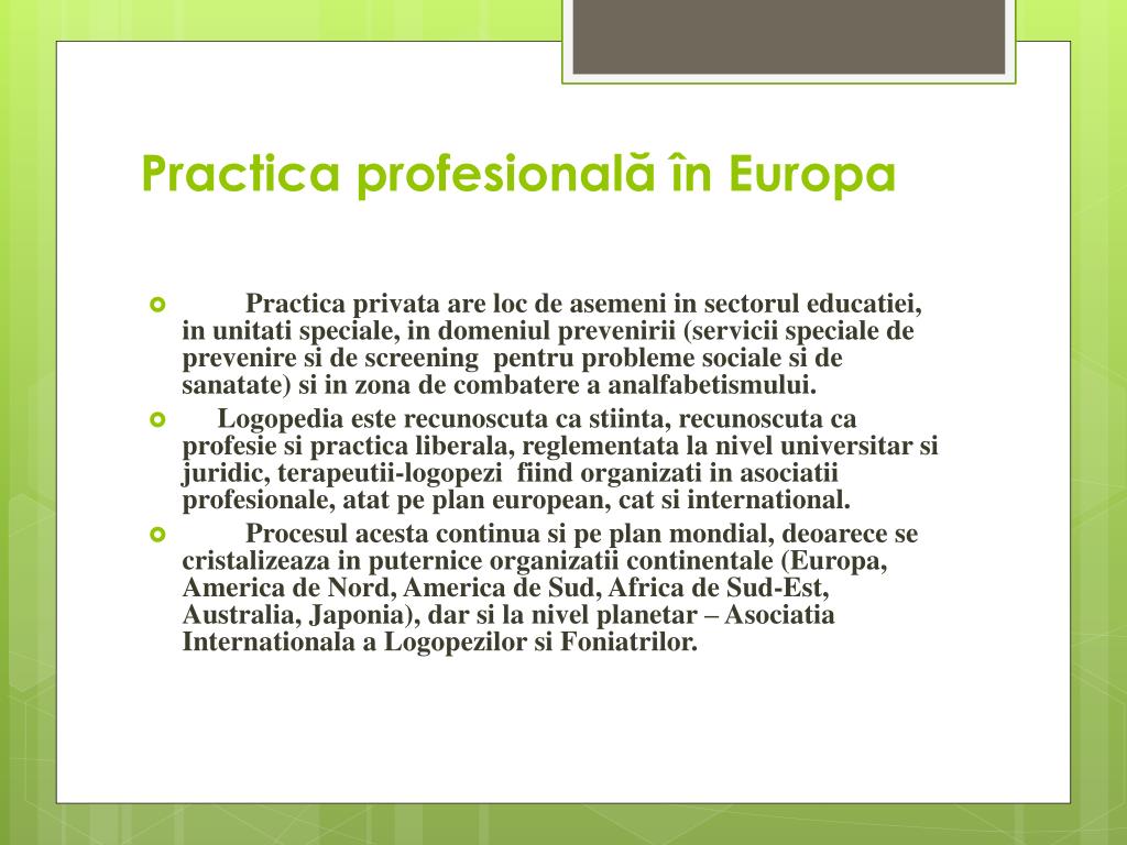 PPT - LOGOPEDIA ÎN EUROPA PowerPoint Presentation, free download -  ID:2068472