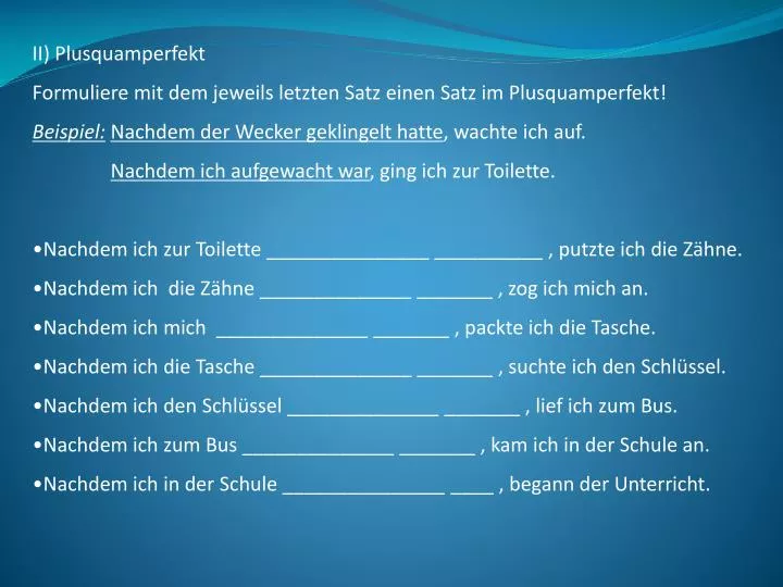 Kennenlernen plusquamperfekt