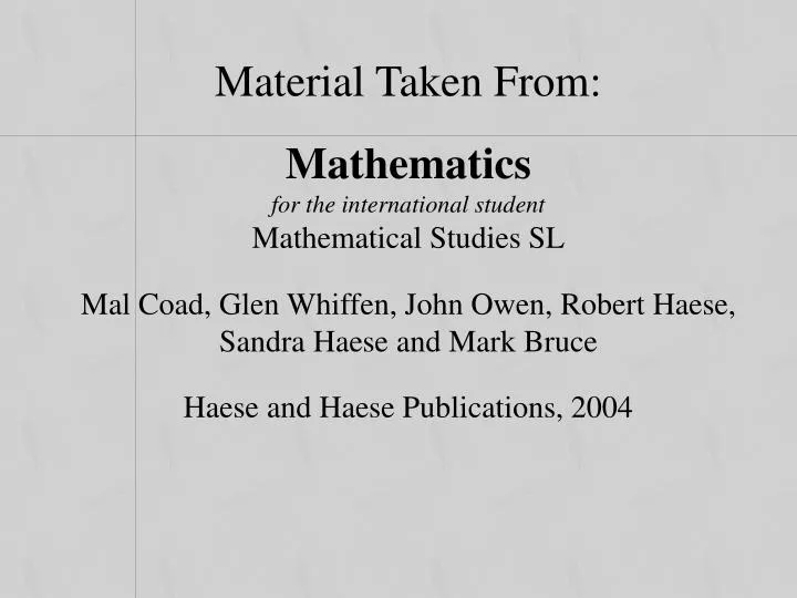 PPT Math Studies IB Syllabus PowerPoint Presentation ID