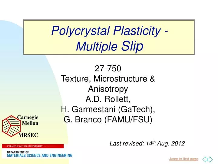 polycrystal plasticity multiple slip n.