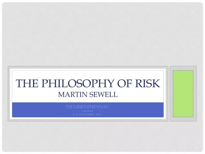 the philosophy of risk martin sewell n.