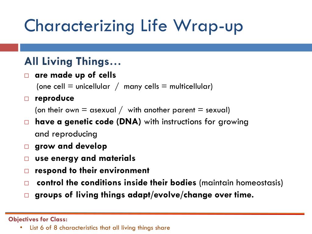 the 8 characteristics of living things