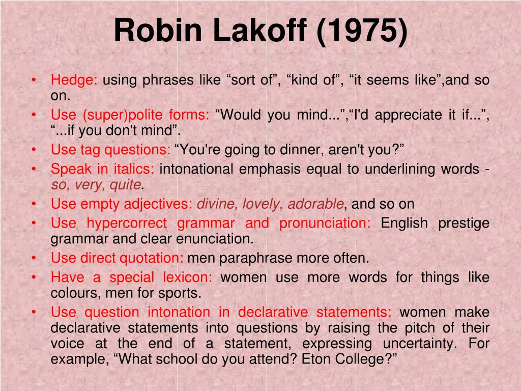 Language and Woman Language and Woman