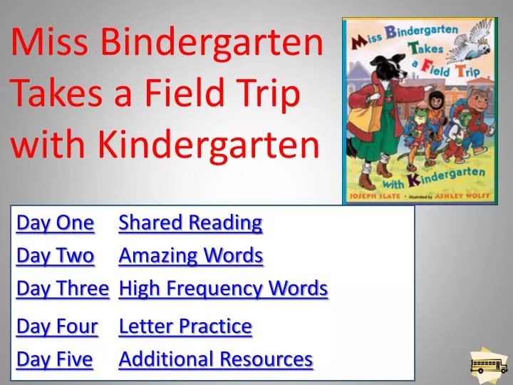 miss bindergarten takes a field trip with kindergarten n.