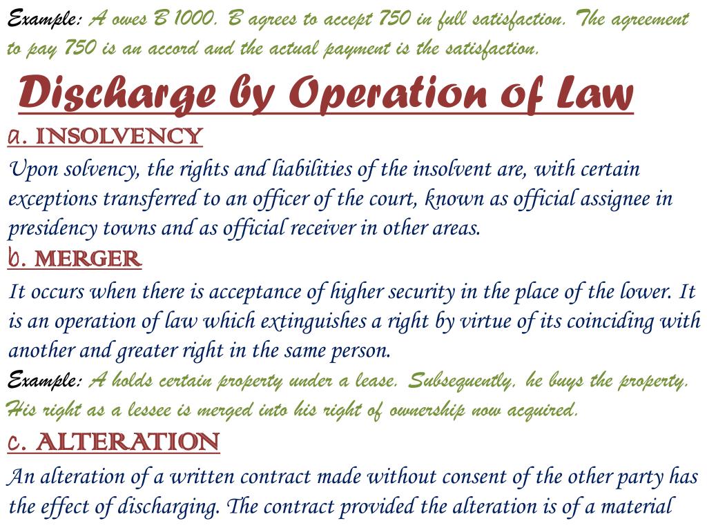 PPT - DISCHARGE OF CONTRACT (COMMERCIAL and LABOUR LAW) PowerPoint ...