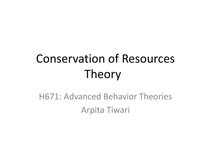 conservation of resources theory n.