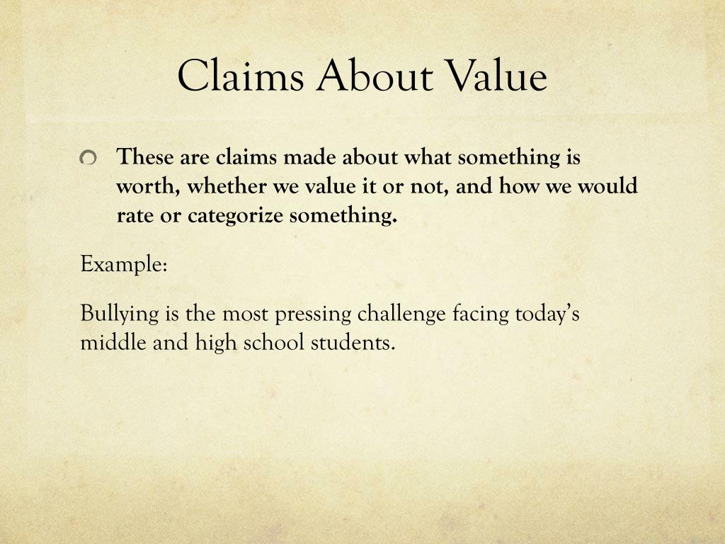 claim of value thesis examples