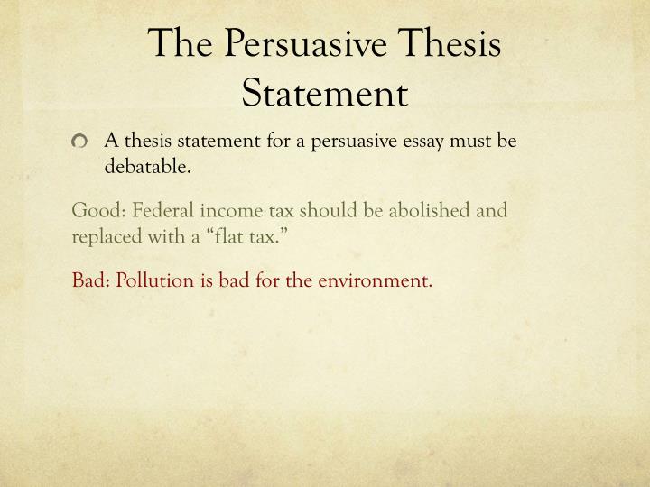 in persuasive writing the thesis statement is known as