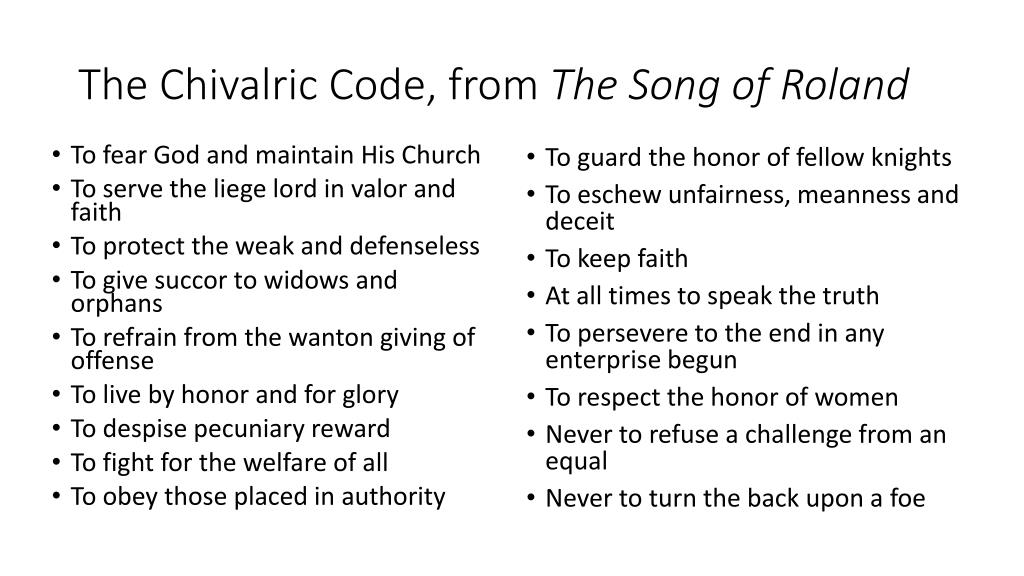 song of roland chivalry code song of roland chivalry code