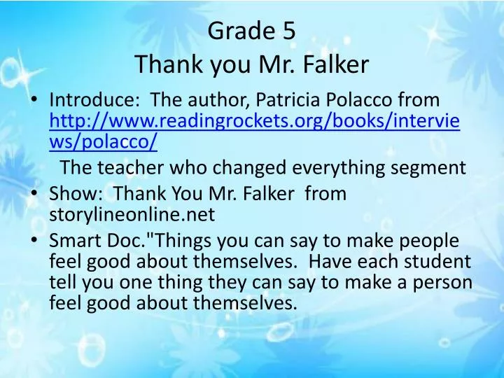 grade 5 thank you mr falker n.