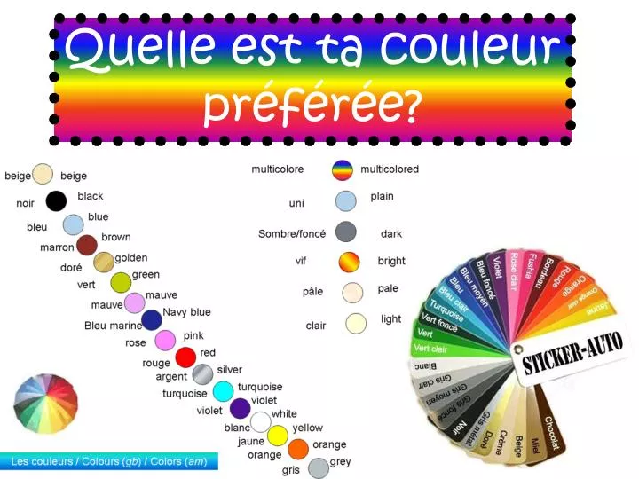 Quel Est Ta Couleur Préférée En Anglais PPT - Quelle est ta couleur préférée? PowerPoint Presentation, free