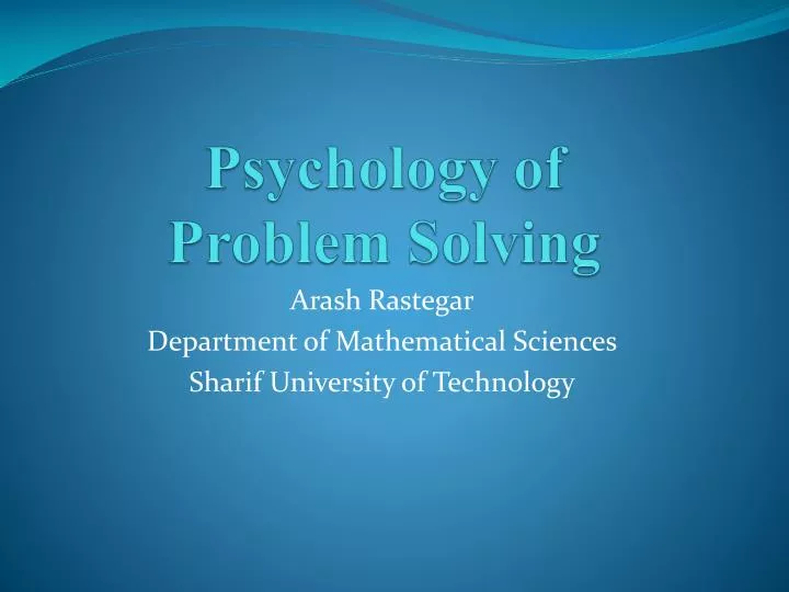 psychology of problem solving n.