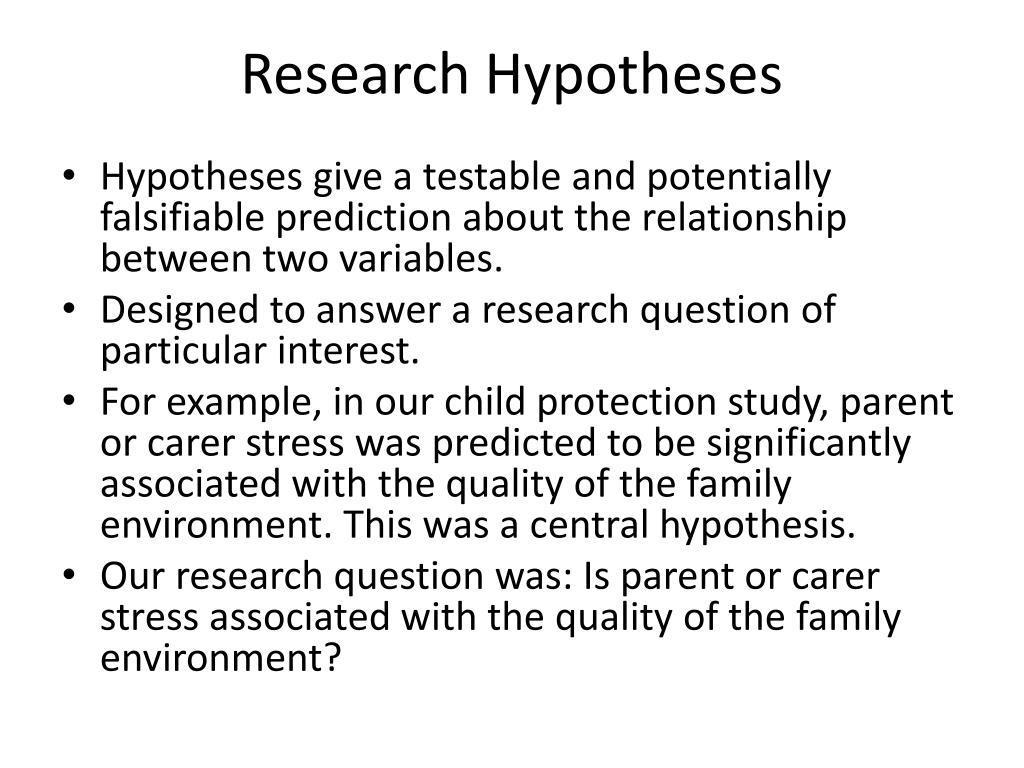 research study with hypothesis