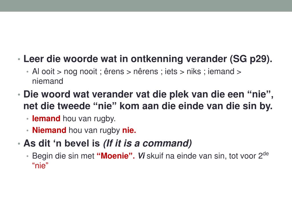 PPT Ontkenning (SG bl.2829) (MM bl. 58) PowerPoint Presentation