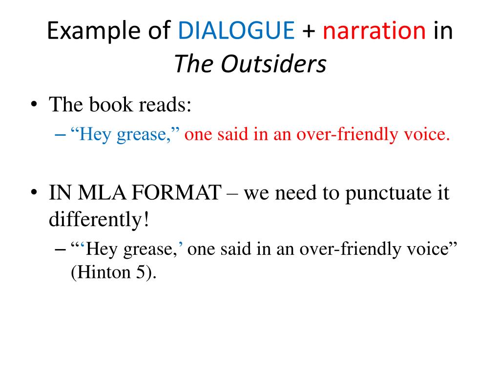 how to write dialogue in an essay mla