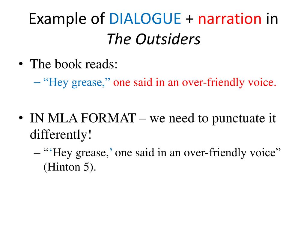 dialogue in an essay mla