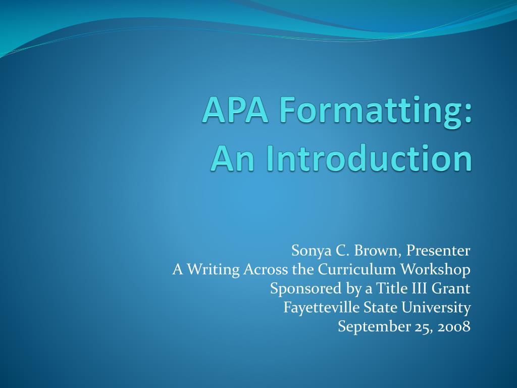 apa 7th edition presentation format