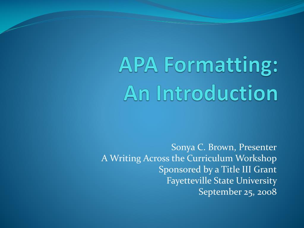 PPT APA Formatting An Introduction PowerPoint Presentation Free Download ID 2086857