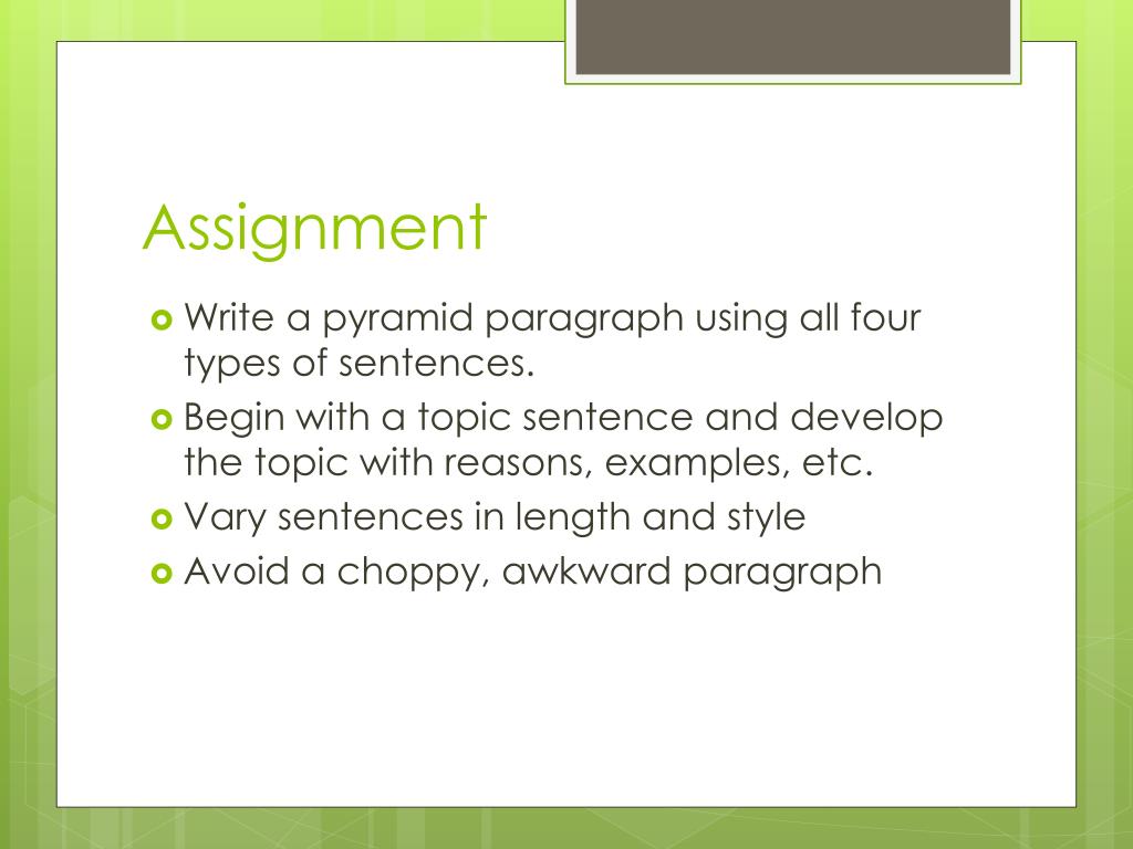 examples of assignment sentence